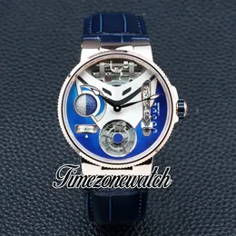 Nieuw Mega Yacht 44 mm 6319-305 emaille 3D automatische Tourbillon herenhorloge blauw staal witte wijzerplaat rosé gouden kast blauwe lederen band herenhorloges Timezonewatch Z04