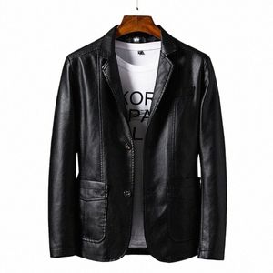Nouveaux hommes automne moto casual Vintage veste en cuir manteau hommes Fi Biker Butt poche conception PU veste en cuir hommes 6XL K5zH #