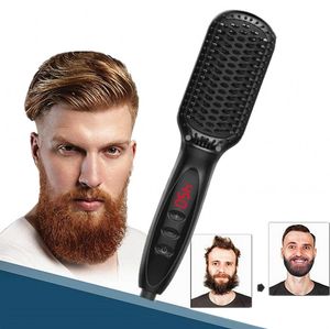 Nieuwe haarkrulspels rechten Mannen Baard Haarstyler Professionele Ceramicelektrische Keramische Haarflat Iron Sticking Borstels en Combs DHL GRATIS