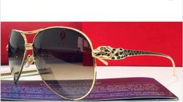 nuevos hombres marca diseñador gafas de sol piloto gafas de sol marco grande bling animal logo piernas T8200991 francia diseñador leopardo estilo retro chapado en oro