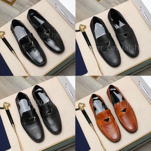 Designers de chaussures d'habillement modes luxueux en cuir véritable en cuir brun noir pour hommes décontractés chaussures de créateur glissade de bureau chaussure de mariage 38-45