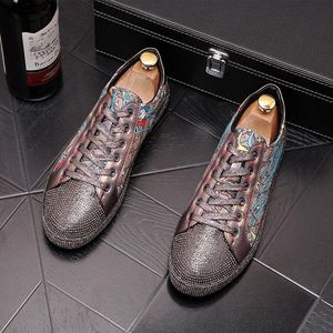 Nouveaux hommes mode luxe strass à lacets chaussures décontractées concepteur homme fond épais loisirs Skateboard chaussures Zapatillas Hombre
