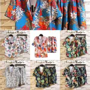 Nieuwe mannen Hawaiiaanse sets afdrukken 2021 zomer korte mouw knop shirt strand shorts streetwear casual heren pak 2 stuks I x0610