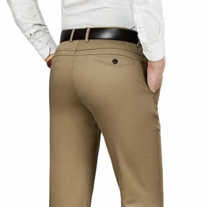 Nouveaux hommes de haute qualité marque droite kaki pantalons décontractés style classique Busin Fi Stretch pantalons hommes marque vêtements C6cH #