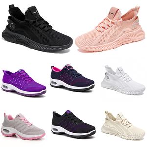 Nieuwe mannen wandelen vrouwenschoenen Running Flat Shoes Soft Sole Fashion Purple White Black Comfortabele sportkleur blokkeren Q13-1 2 95