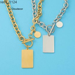 Nieuwe Mannen Hip Hop Rvs Ketting O Dikke Ovale Ketting Goud Aangepaste Geometrische Lege Vierkante Hanger Ketting Nieuwe Mannen Hip Ho