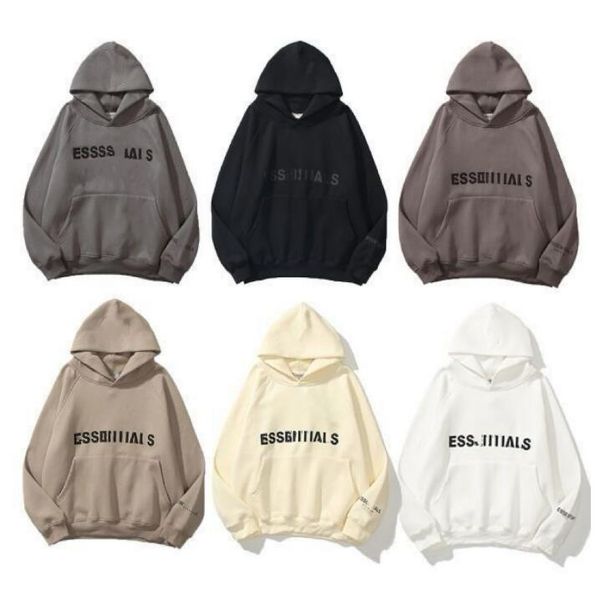 NOUVEAU Hommes Sweat à capuche Sweats à capuche Essentialvêtements Sweats à capuche Femmes Vêtements Pull sans manches O-Cou Lettre imprimée Pardessus vert Streetwear Vêtements blancs