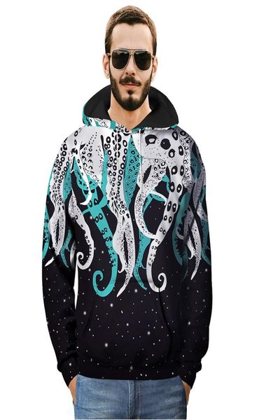 Nouveaux hommes Hoodies Space Galaxy 3D Print Octopus Claw Pullover Men Sweetshirt avec capuche décontractée grande taille Eur Style9488122