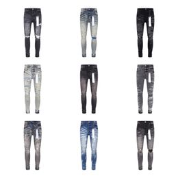 Nouveaux hommes Jeans trou bleu clair gris foncé Italie marque homme pantalons longs pantalons Streetwear denim Skinny Slim droit Biker Top qualité 29-40