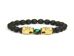 Bracelet à tête de tigre Tiger à double léopard de bijoux à double léopard avec bracelets de perles de pierre de 8 mm Bracelets pour Gift4251556
