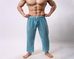 Nouveaux hommes longs Johns Sous-pants Mesh Mesh Undershirt Hollow Out Voir à travers des vêtements de nuit respirants Sexe Sleepwear Bathing Robe Gay 6618984