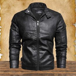 Mannen Militaire PU Jacket Men's Casual Leather Motorcycle Jacket Mannelijke Vintage Slim Bomber Anti-Leer Coat Outerwear Man 201128