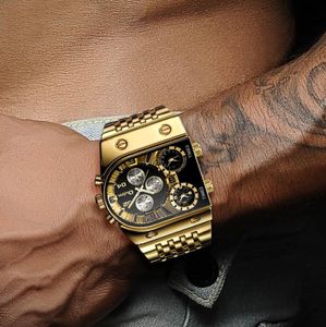 Nouveaux hommes militaires étanches montres de luxe marque 3 fuseau horaire en acier inoxydable grand cadran homme montre-bracelet Relogio Masculino