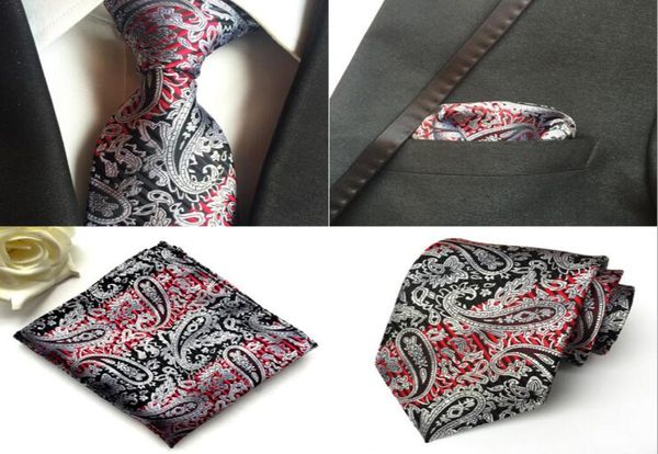 New Men Neck Tie Set Paisley Coldie Silk Tie Accessoires de mariage British Style Suit Business Tie Hanky Set Square Scarf8550904