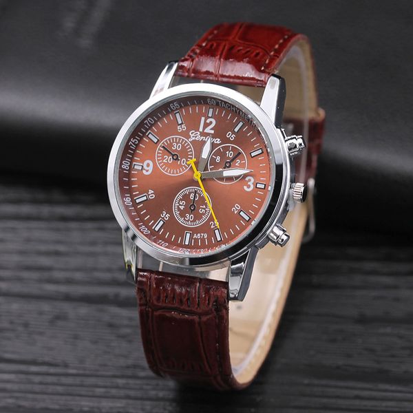 Relojes de aleación para hombre, números romanos a la moda de Ginebra, tres esferas, reloj deportivo para estudiantes, relojes de pulsera de vestir informales, reloj militar