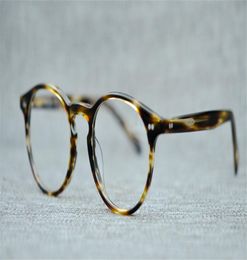 Nuevos hombres Gafas ópticas Marco Oliver Eyewear Brand Vintage Round Eyeglasses Frames para mujeres Gafas Miopía OV5241 con B3701828 original