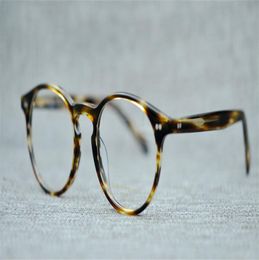 Nuevos hombres Gafas ópticas Marco Oliver Brand Vintage Round Eyeglasses Frames para mujeres Gafas Miopía OV5241 con B7927063 original