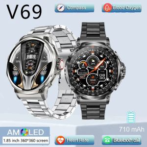 Nouveau V69 Men Outdoor Sports Fitness Bluetooth Call Smart Watch de 1,85 pouces Ultra HD Smart Watch 710mAh grande batterie pour Android iOS
