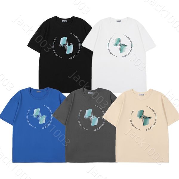 Nouveaux hommes surdimensionnés T-shirt île Classic Style Couple Circular Letter Logo Imprimé Tees Stone Fashion Simple Styton Coton Casual Short Sleeve Top Tees M-XXL A07