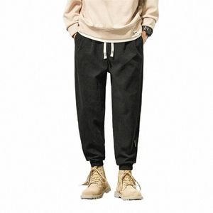 Nuevos pantalones de hombre Otoño e invierno Pana Casual Color sólido flojo Pantalones holgados de longitud completa American Male Sporty Daily Streetwear m2iF #