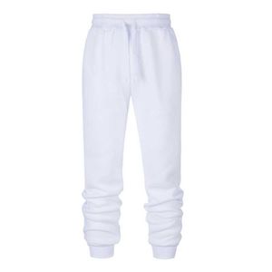 Nouveaux hommes pantalons couleur unie polaire chaud poignets filetés haute qualité mode blanc pantalons de survêtement pantalons décontractés joggeurs musculation Y0811