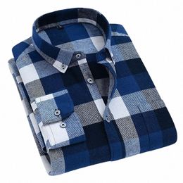 Nieuwe Mannen Plaid Casual Shirts Lg Mouwen Gecontroleerd Fi Flanel Regular Fit Comfortabele Pure Cott Mannelijke Sociale Werk Shirt f5rQ #