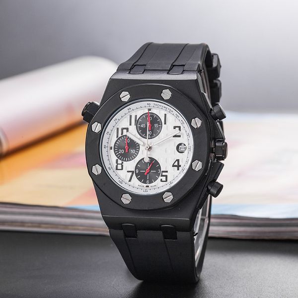 Nuevo reloj de moda para hombres y mujeres Accesorios de alto lujo AAA Banda de goma de moda APLICACIÓN Reloj de cuarzo resistente al agua Reloj deportivo de seis agujas de ocho lados # 8899