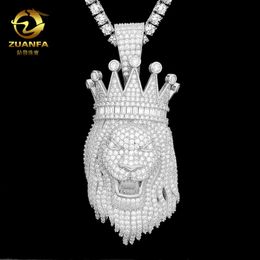 Pendentif tête de Lion Hip Hop pour hommes et femmes, pendentif Mosang en argent s925, peut porter une chaîne de Tennis de 4mm, nouvelle collection