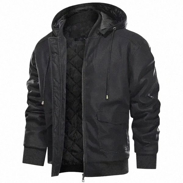 Nouveaux hommes automne hiver hommes manteau veste en cuir moto PU vestes décontractée noir chaud pardessus noir pardessus homme P13t #