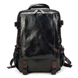 Nouveau sac pour hommes authentique en cuir double sac à dos double mode de 15,6 pouces sac à dos ordinateur sac de voyage polyvalent 240524
