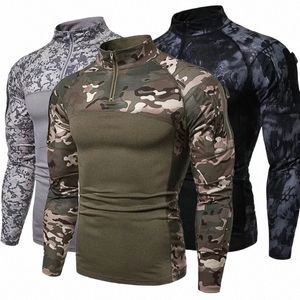 Nieuwe mannen Camoue Tactische Militaire Kleding Combat Shirt Lg Mouw Strak T-shirt Leger Kleding Zacht en Comfortabel Tops E13D #