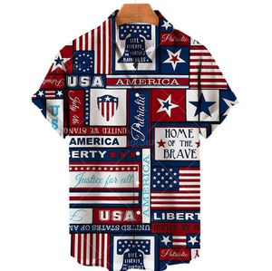 Nouveaux hommes chemises décontractées jour de l'indépendance drapeau d'été Hawaii hommes à manches courtes t-shirt grande taille 5 rayures impression numérique hauts