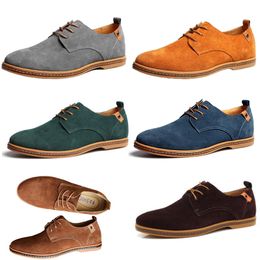 Nouvelles chaussures décontractées pour hommes 45 chaussures en cuir suédé 46 47 grandes chaussures pour hommes à lacets antidérapantes noires