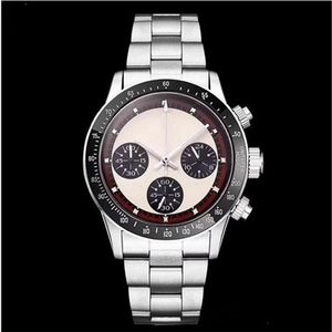 Nieuwe Heren Chronograaf Vintage Perpetual Paul Newman Japanse Quartz Roestvrij Staal Heren Heren Horloge Horloges Wristwatches193G