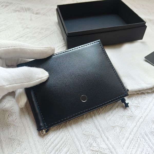 Titulaire de la carte de crédit pour hommes Portefeuille en cuir de marque de petite taille Sac à monnaie de luxe Porte-monnaie en dollars Porte-carte bancaire mince à deux volets Boîte d'origine