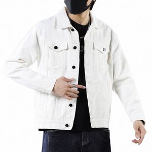 Nueva chaqueta de mezclilla para hombres Color sólido Cargo Jeans Chaqueta Primavera Otoño Chaqueta delgada de alta calidad para hombres Tops H9Wp #