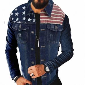 Nouveaux hommes Denim Vestes 2024 Printemps Automne Casual Slim Fit Élégant Moto Jean Vestes Homme Revers Denim Tops Tendance Streetwear x0uR #