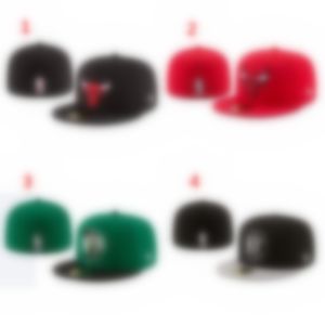 NOUVEAU Designer Hommes Équipe de basket-ball de mode Classique Ajusté Couleur Plat Peak Pleine Taille Casquettes Fermées Baseball Sports Ajustés Chapeaux En Taille 7-Taille 8 équipe de basket-ball N-3