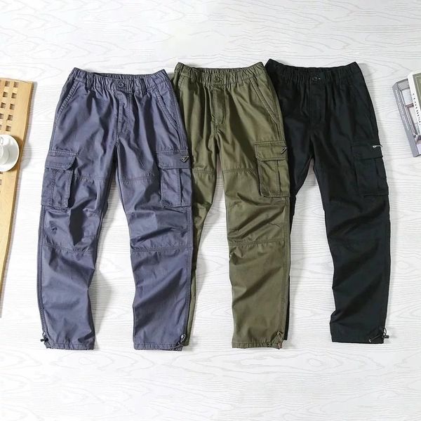 Nouveaux hommes mode tendance loisirs de plein air multi poche vêtements de travail pantalons décontractés