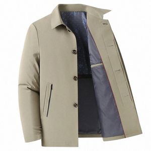 Fi Slim Dad Style britannique pour hommes avec couleur unie Busin Casual Gentleman d'âge moyen et personnes âgées Veste manteau à revers G4Dy #