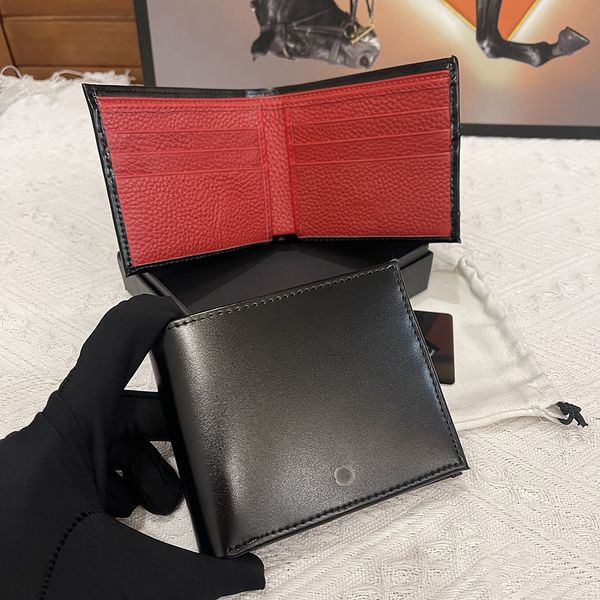 Nouveau portefeuille pliant pour hommes, porte-cartes de styliste, portefeuille de luxe en cuir rouge, mallette fine, boîte d'origine, sac à bandoulière