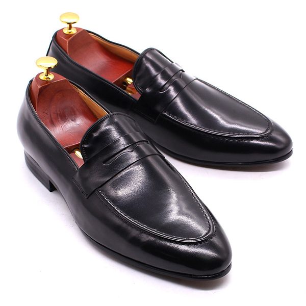 Nouveaux hommes chaussures en cuir confortable à la main affaires décontracté en peau de vache mocassins Zapatos Hombre a2