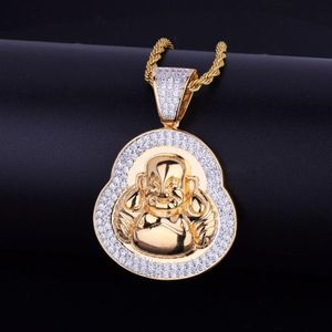 Collier avec pendentif Hip Hop pour hommes, bijoux avec sourire glacé, bouddha, couleur or argent, corde en Zircon cubique, chaîne 2529, nouvelle collection