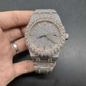 Nouveau montre en diamant glacé pour hommes 2 tons boîtier en or Rose montre plus grande lunette en diamant 8215 mouvement automatique brillant GoodRQK6JQQE