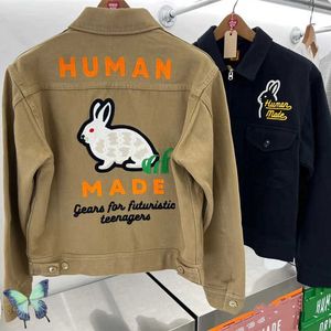 Nieuwe herenjacks Cartoon konijn borduurwerk menselijk gemaakt oversized paar ritsjack jassen t221202