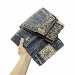 Nieuwe Heren Jeans High-End Zacht En Fleece Verdikking Fi Geborduurde Slanke Cott Comfortabele Denim Broek m69k #