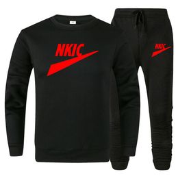 NIEUWE MEN's Leisure Tracksuits Sports Brand Logo Print Round Neck Hoodless Sweater Pullover Outdoor Running Pants Set