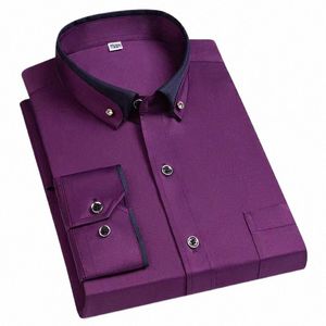 Nieuwe heren Lg-mouwen Shirts Ir-gratis Elastisch Kristal Butt Kraag Polyester Top Smart Dr Fi Busin casual Shirts M4Zu #