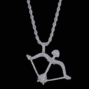 Nouveau collier pour hommes arc et flèche pendentif collier or argent couleur Hip Hop bijoux cuivre matériel CZ Bling