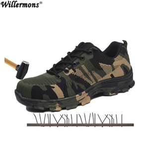 Hommes Plus Taille En Plein Air Toe Cap Militaire Travail Chaussures De Sécurité Hommes Camouflage Armée Anti-crevaison Bottes Y200915